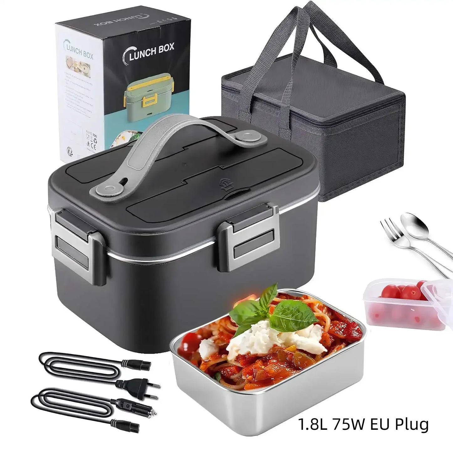 HOMEFISH 1.5L Electric Lunch Box 60W Speed Heating Car Or AC Heating Travel Office Home Use Gift Knife And Insulated Handbag