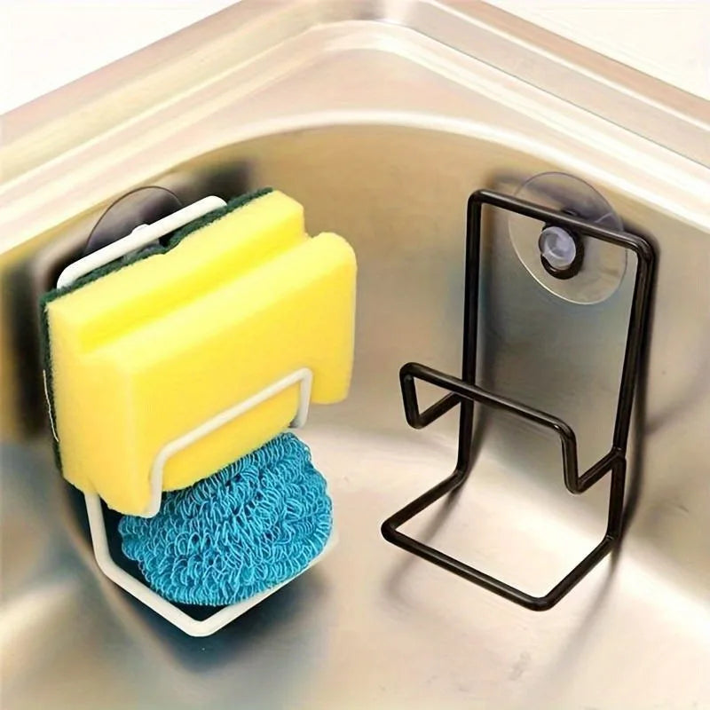1pc Sink Sponge Soap Rack, Faucet Sponge Drain Rack, Bathroom Suction Wall Rack, Kitchen Storage Accessory