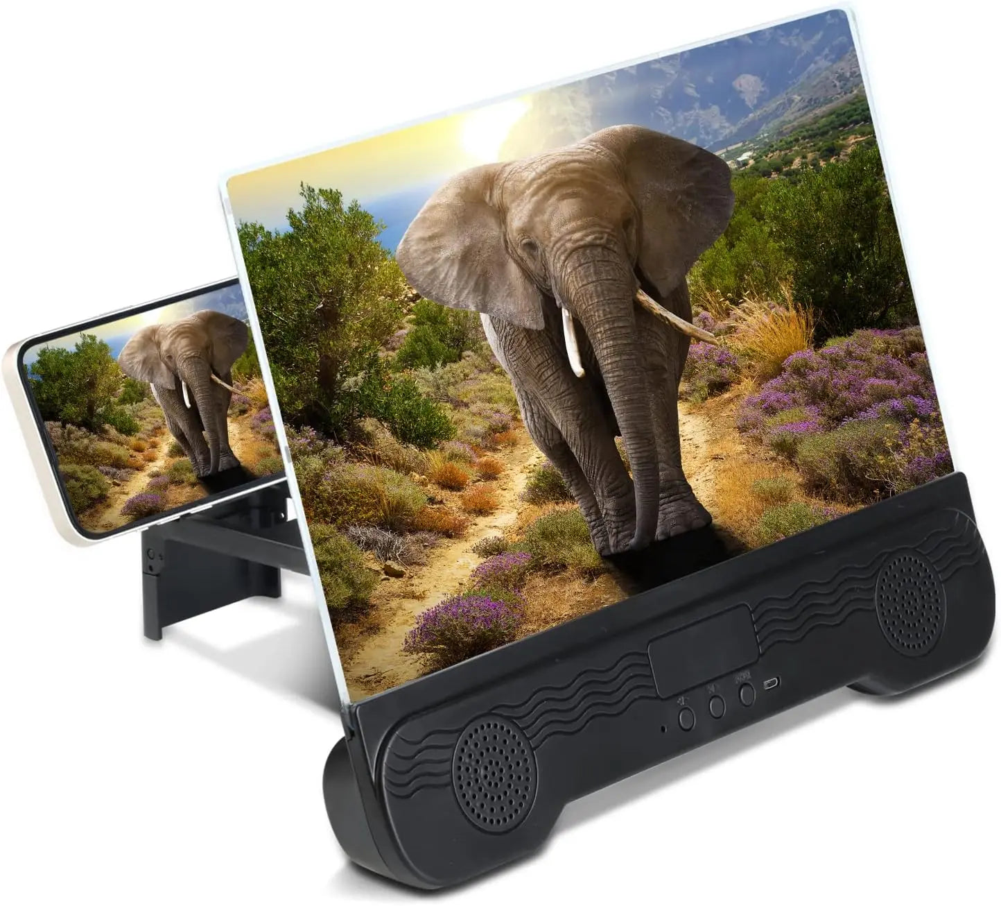14" Cell Phone Screen Magnifier with Wireless Speaker Foldable Phone Stand with HD Screen Amplifier for Movies,Videos,Gaming