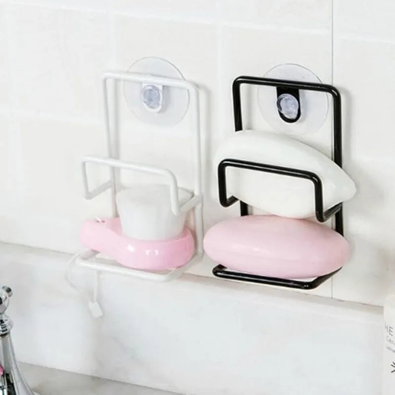 1pc Sink Sponge Soap Rack, Faucet Sponge Drain Rack, Bathroom Suction Wall Rack, Kitchen Storage Accessory