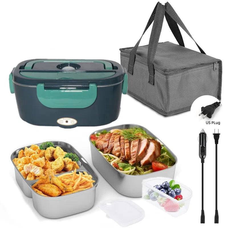 HOMEFISH 1.5L Electric Lunch Box 60W Speed Heating Car Or AC Heating Travel Office Home Use Gift Knife And Insulated Handbag