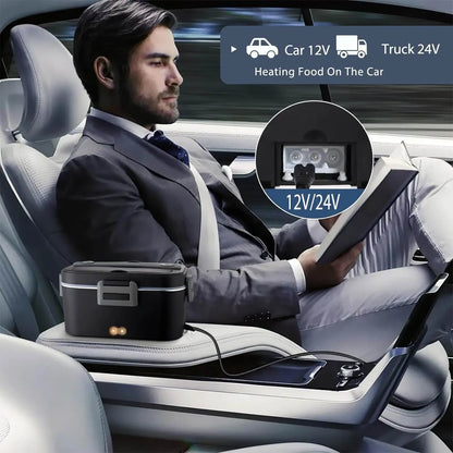 HOMEFISH 1.5L Electric Lunch Box 60W Speed Heating Car Or AC Heating Travel Office Home Use Gift Knife And Insulated Handbag