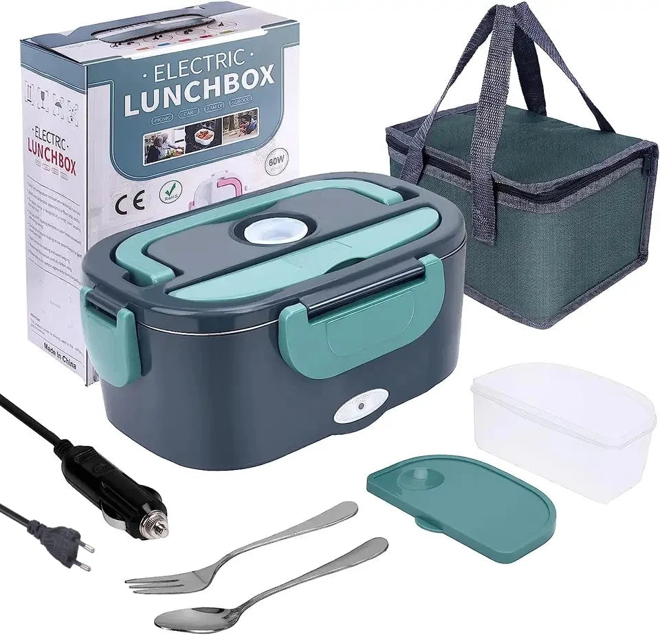 HOMEFISH 1.5L Electric Lunch Box 60W Speed Heating Car Or AC Heating Travel Office Home Use Gift Knife And Insulated Handbag