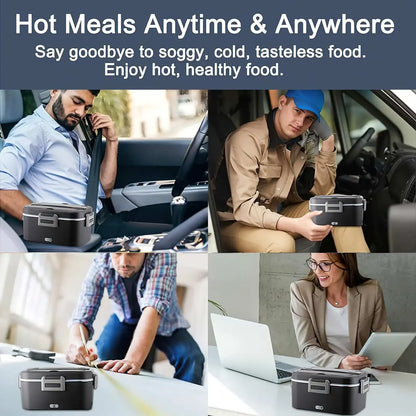 HOMEFISH 1.5L Electric Lunch Box 60W Speed Heating Car Or AC Heating Travel Office Home Use Gift Knife And Insulated Handbag