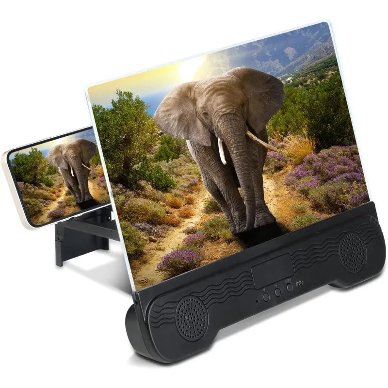 14" Cell Phone Screen Magnifier with Wireless Speaker Foldable Phone Stand with HD Screen Amplifier for Movies,Videos,Gaming
