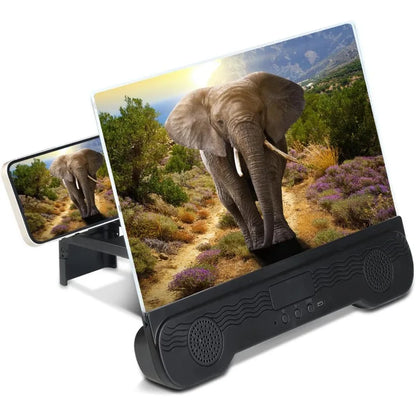 14" Cell Phone Screen Magnifier with Wireless Speaker Foldable Phone Stand with HD Screen Amplifier for Movies,Videos,Gaming