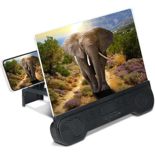 14" Cell Phone Screen Magnifier with Wireless Speaker Foldable Phone Stand with HD Screen Amplifier for Movies,Videos,Gaming